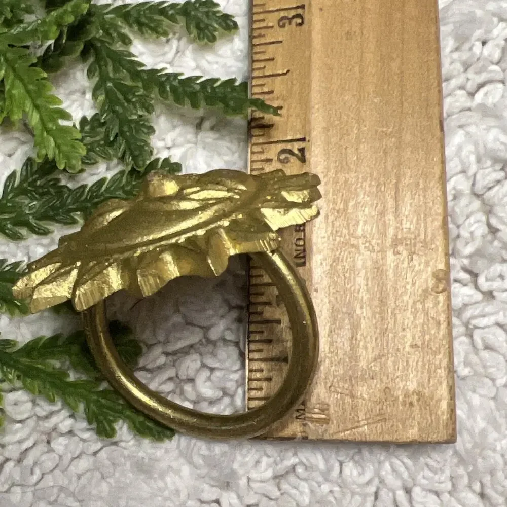 Vintage Gold Napkin Ring Curtain Tie Sun Face Celestial 90s Decor Boho Set of 2